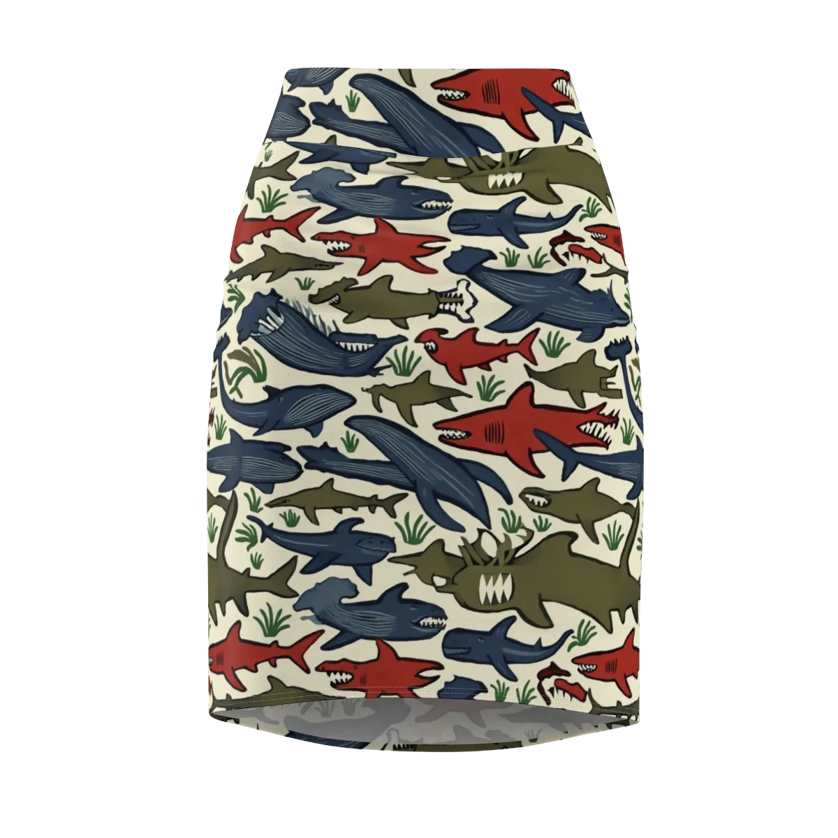 Shark Reef Riot on Pencil Skirt — Front