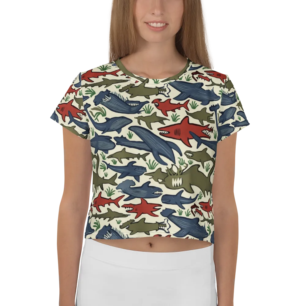 Shark Reef Riot on Crop Tee — Front