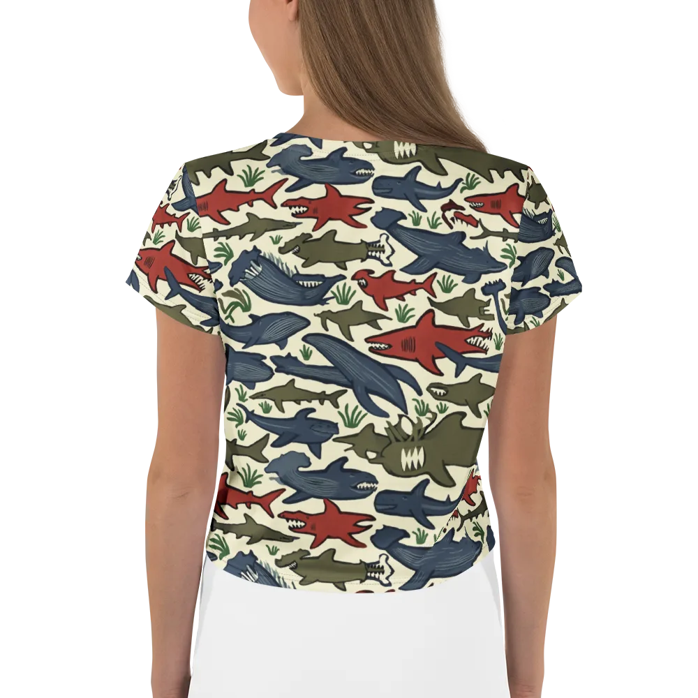 Shark Reef Riot on Crop Tee — Back