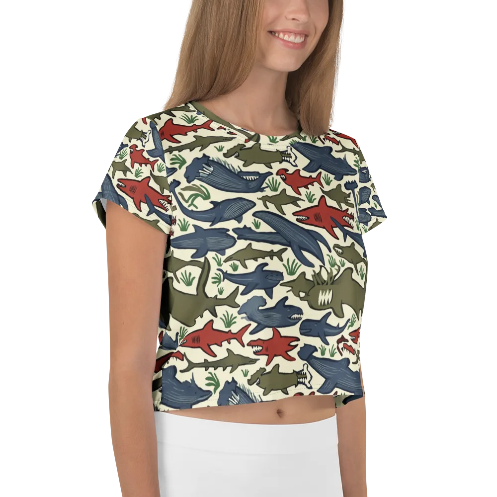 Shark Reef Riot on Crop Tee — Right