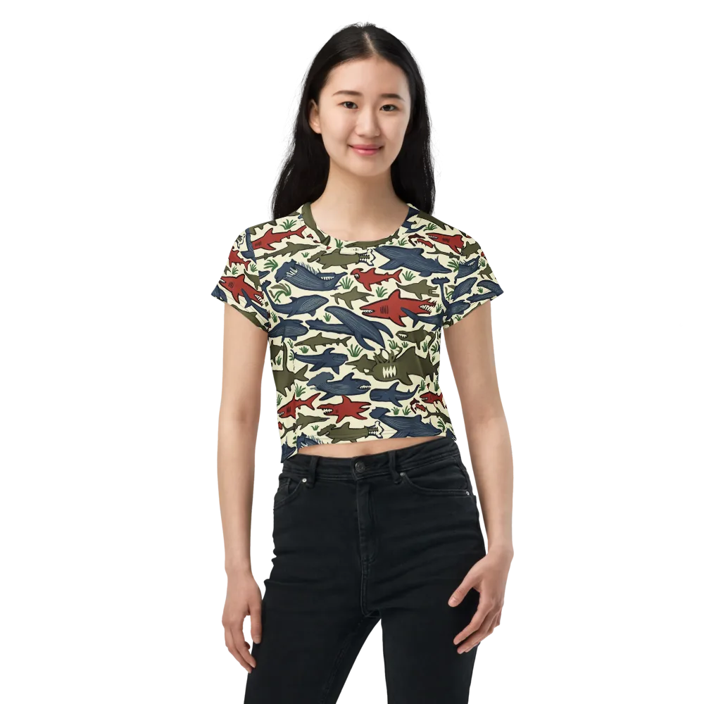 Shark Reef Riot on Crop Tee — Front