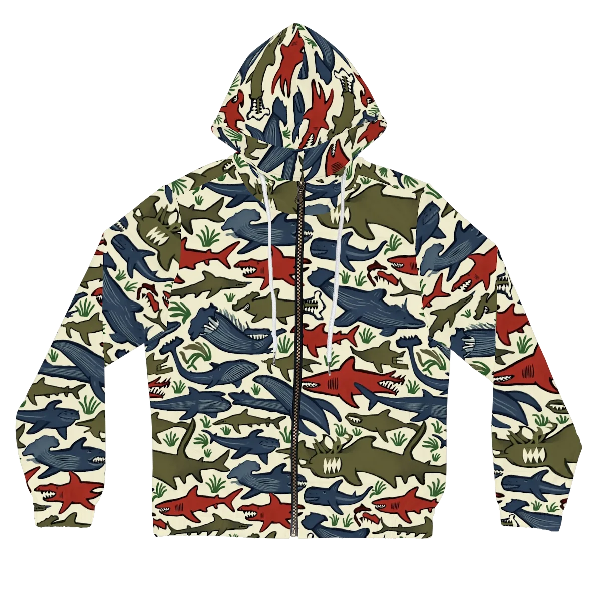 Shark Reef Riot on Women's Full-Zip Hoodie — Front