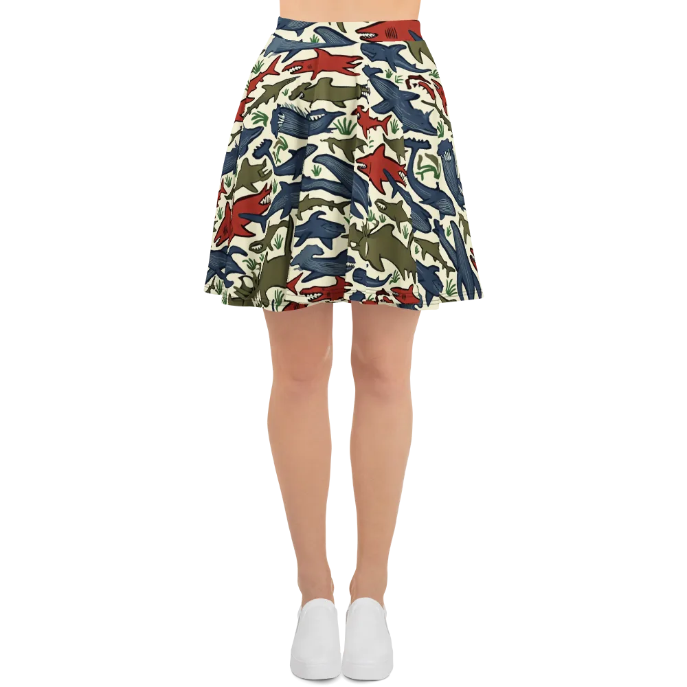 Shark Reef Riot on Skater Skirt — Front