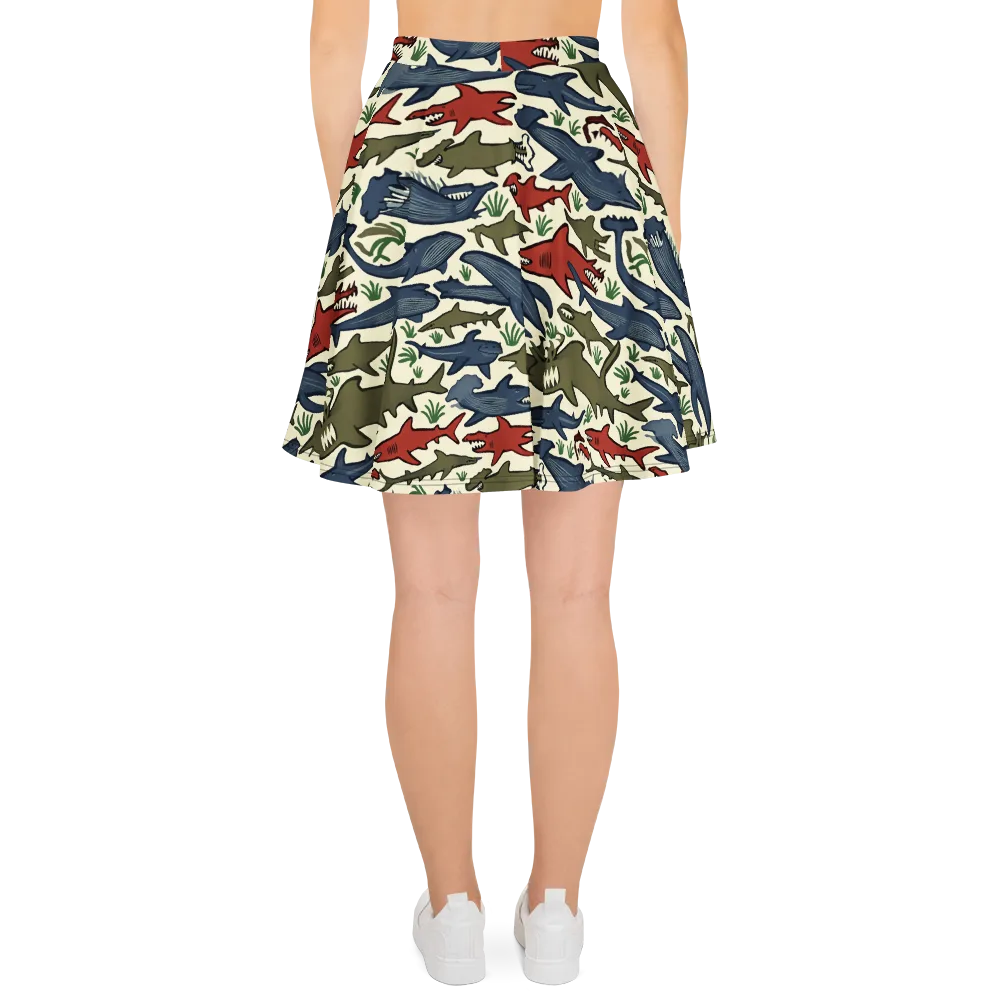 Shark Reef Riot on Skater Skirt — Back