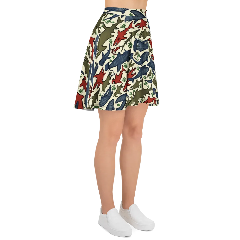 Shark Reef Riot on Skater Skirt — Right