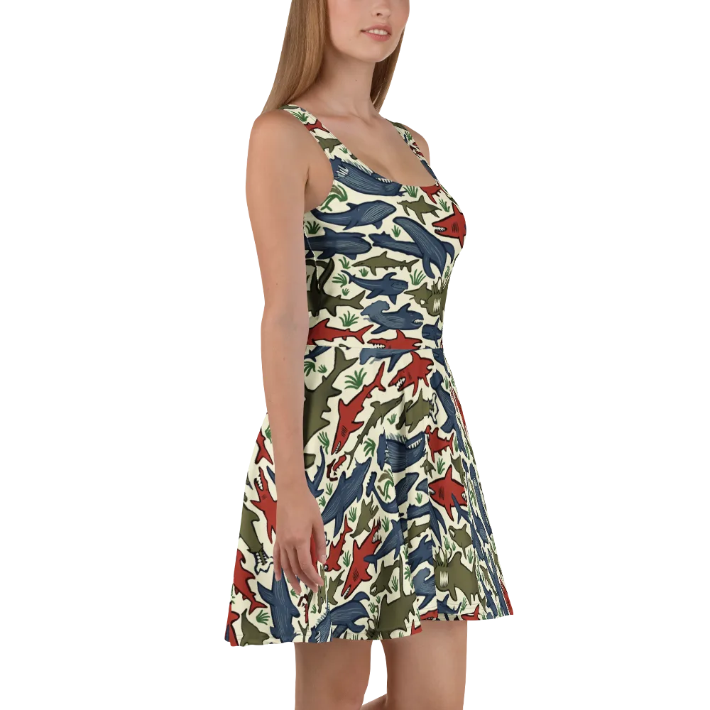 Shark Reef Riot on Skater Dress — Right