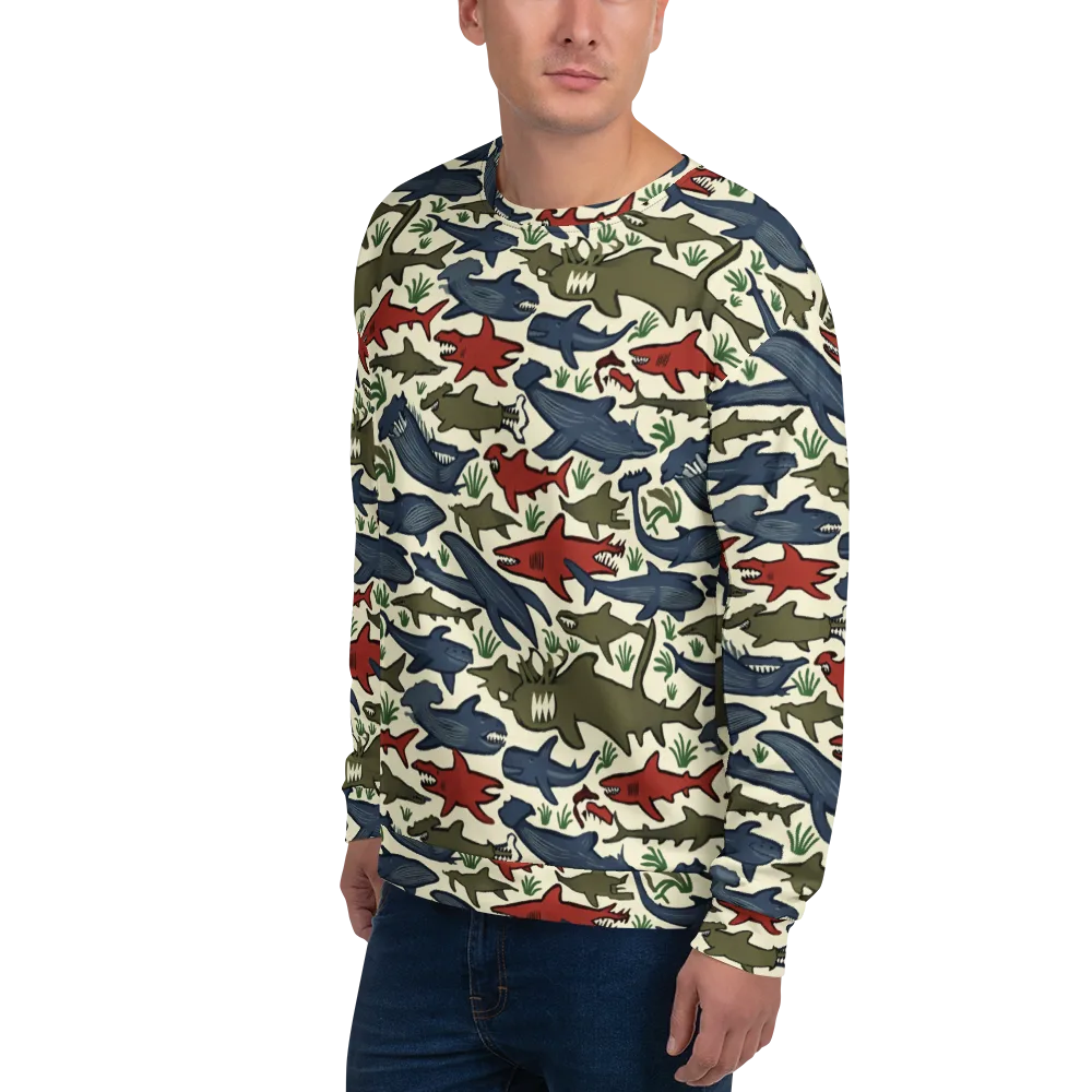 Shark Reef Riot on Sweatshirt — Left Front