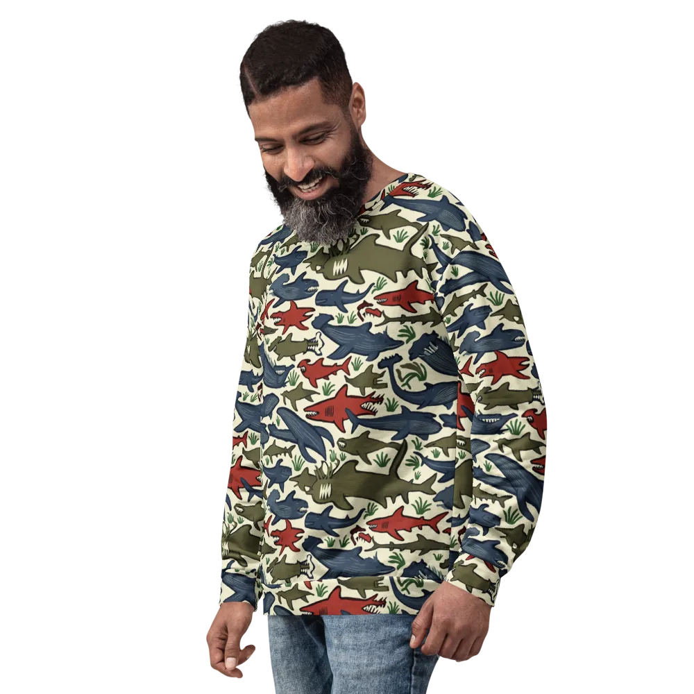 Shark Reef Riot on Sweatshirt — Left Front
