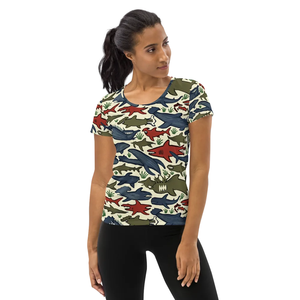 Shark Reef Riot on Women's Athletic T-Shirt — Front