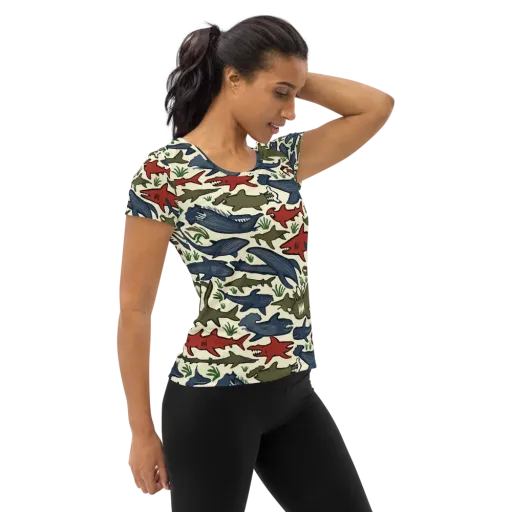 Shark Reef Riot on a Women's Athletic T-Shirt