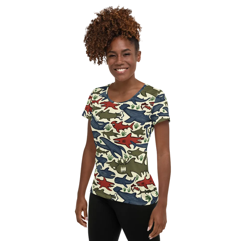 Shark Reef Riot on Women's Athletic T-Shirt — Left