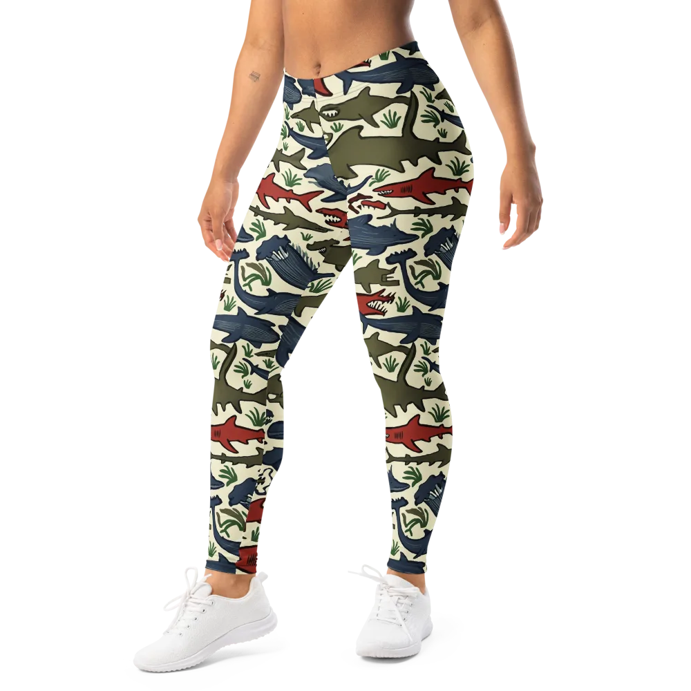 Shark Reef Riot on Leggings — Left Front