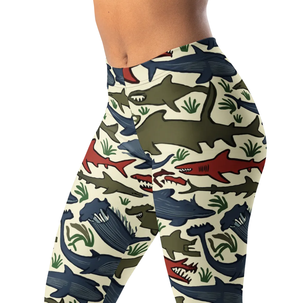 Shark Reef Riot on Leggings — Left Front
