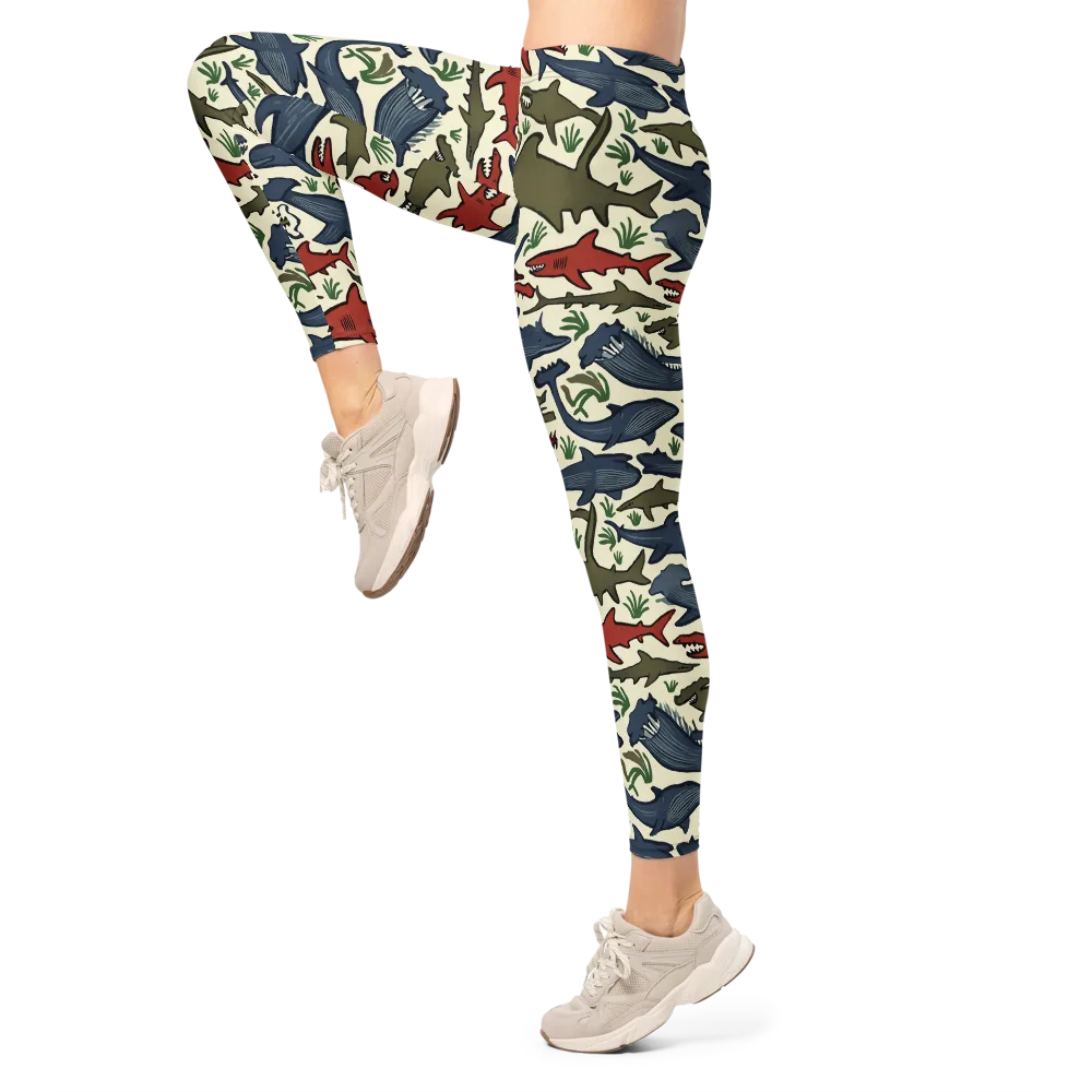 Shark Reef Riot on Leggings — Left