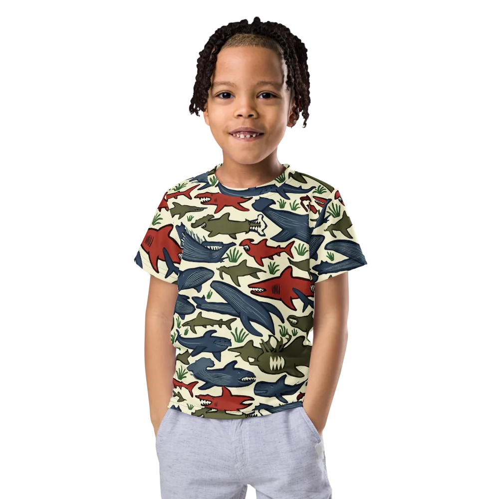 Shark Reef Riot on Kids Crew Neck T-Shirt — Front
