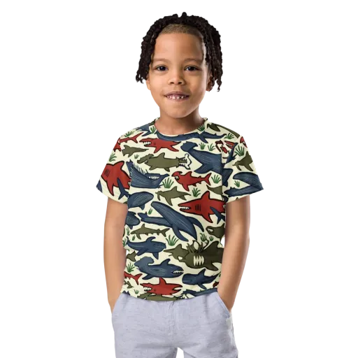 Shark Reef Riot on a Kids Crew Neck T-Shirt