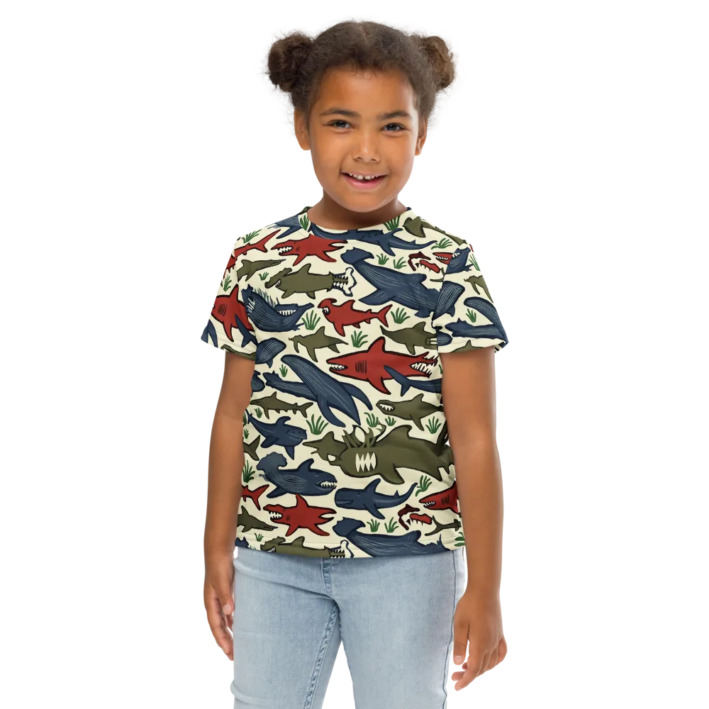Shark Reef Riot on Kids Crew Neck T-Shirt — Front