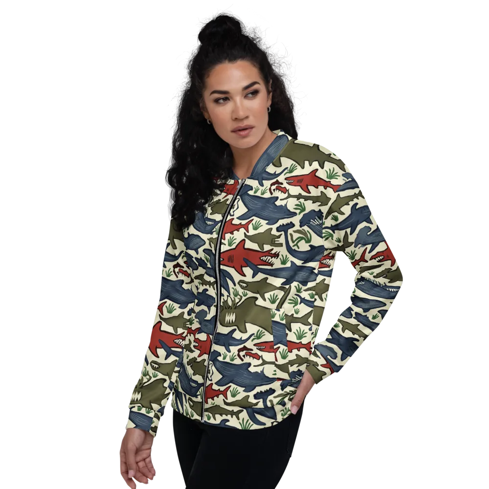 Shark Reef Riot on Bomber Jacket — Left