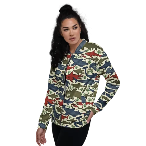 Shark Reef Riot on a Bomber Jacket