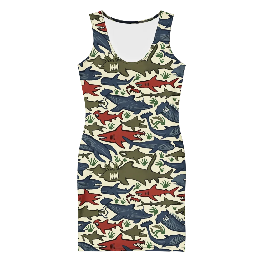 Shark Reef Riot on Bodycon Dress — Front