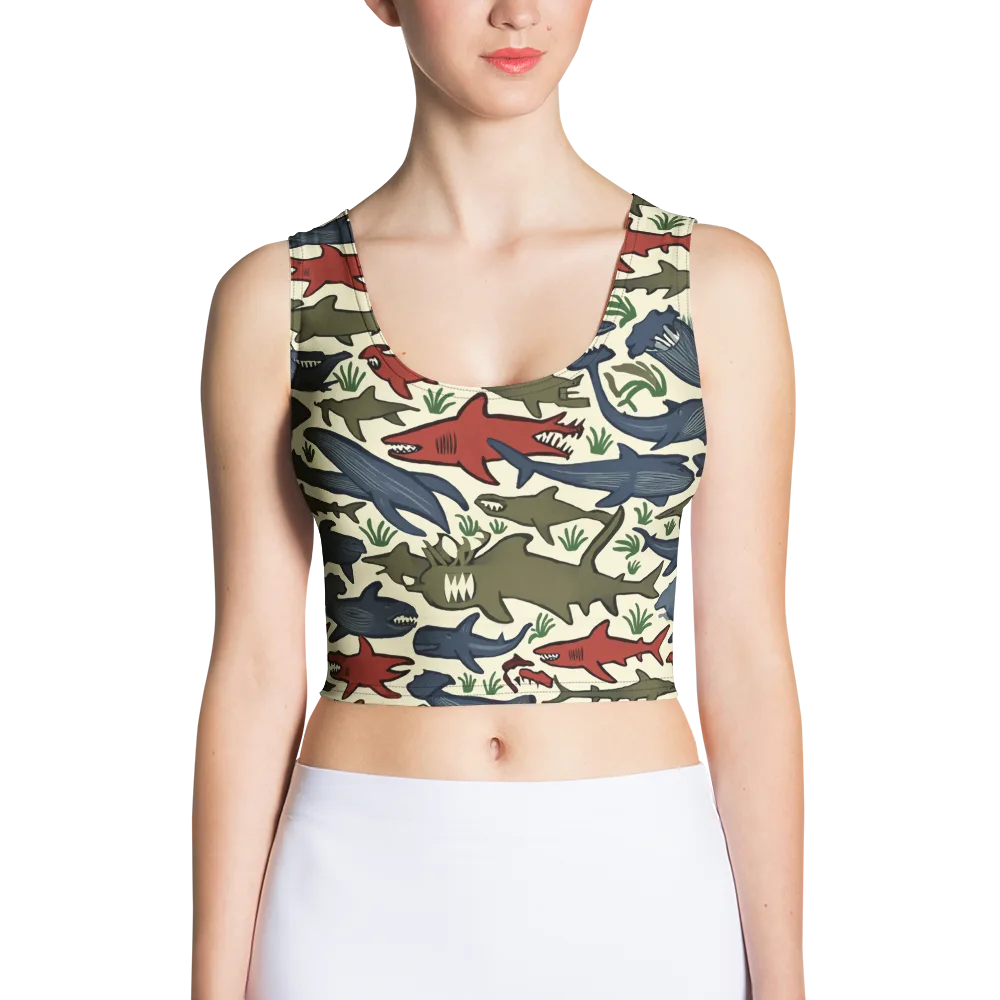 Shark Reef Riot on Crop Top — Front