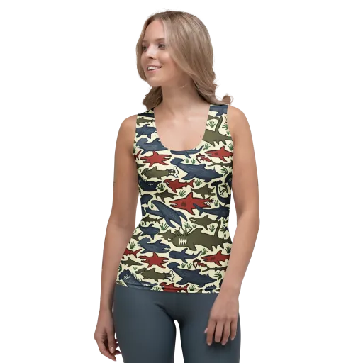 Shark Reef Riot on a Women's Tank Top