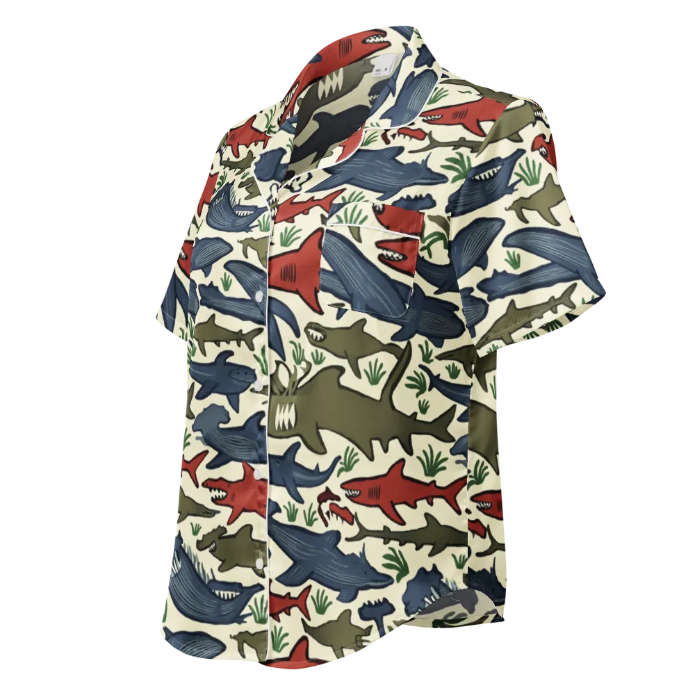 Shark Reef Riot on Women's Short Sleeve Pajama Top — Left Front