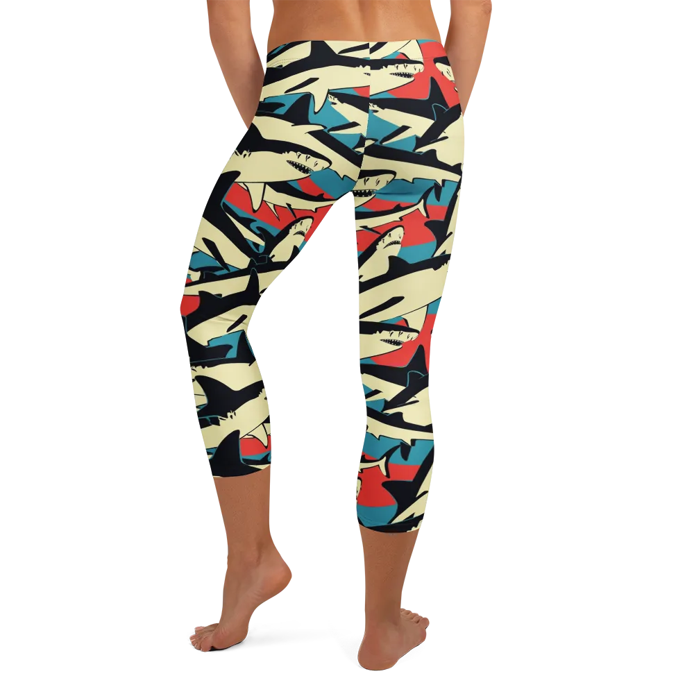 Jaws of Summer on Capri Leggings — Back