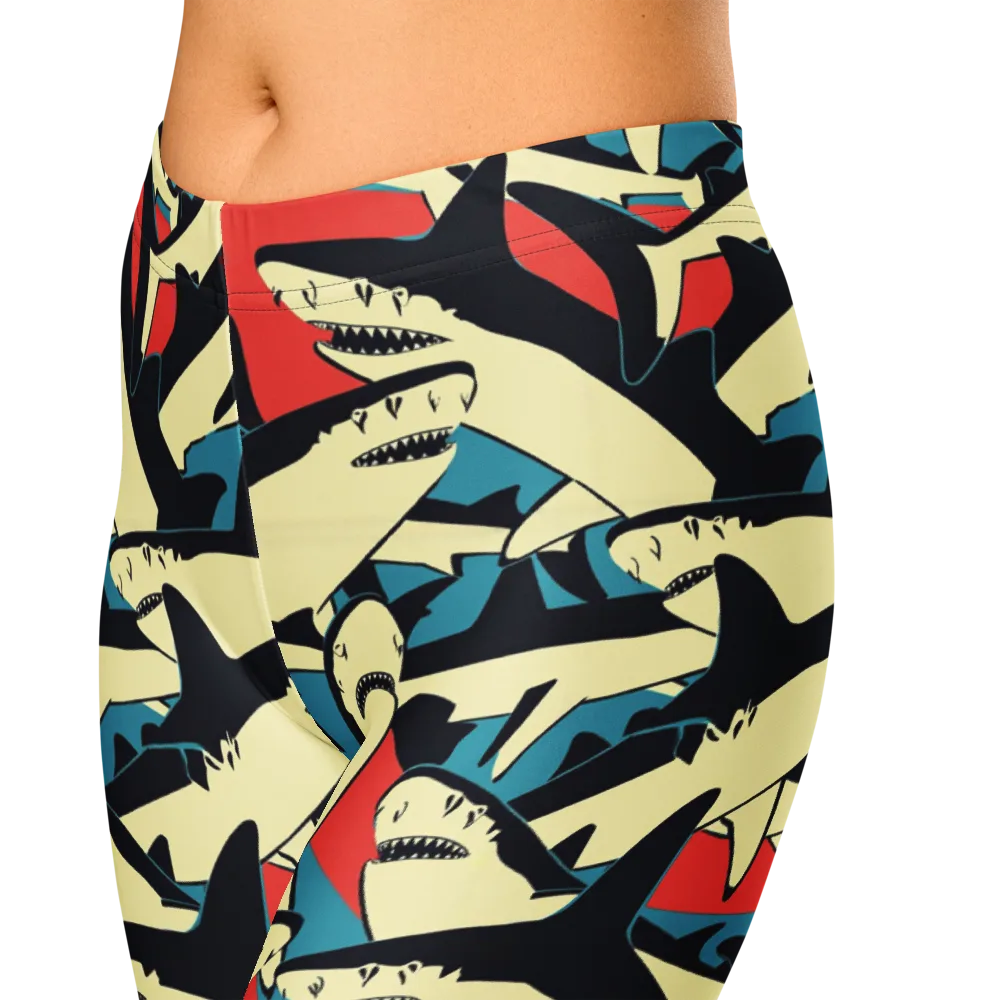 Jaws of Summer on Capri Leggings — Zoomed-in