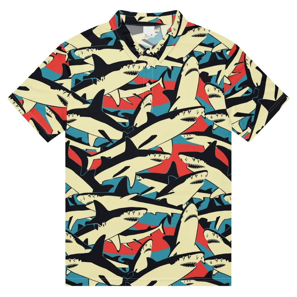 Jaws of Summer on Men's Slim Fit Polo Shirt — Front