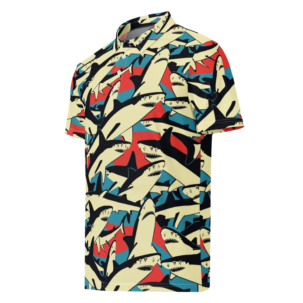 Jaws of Summer on Men's Slim Fit Polo Shirt — Left Front