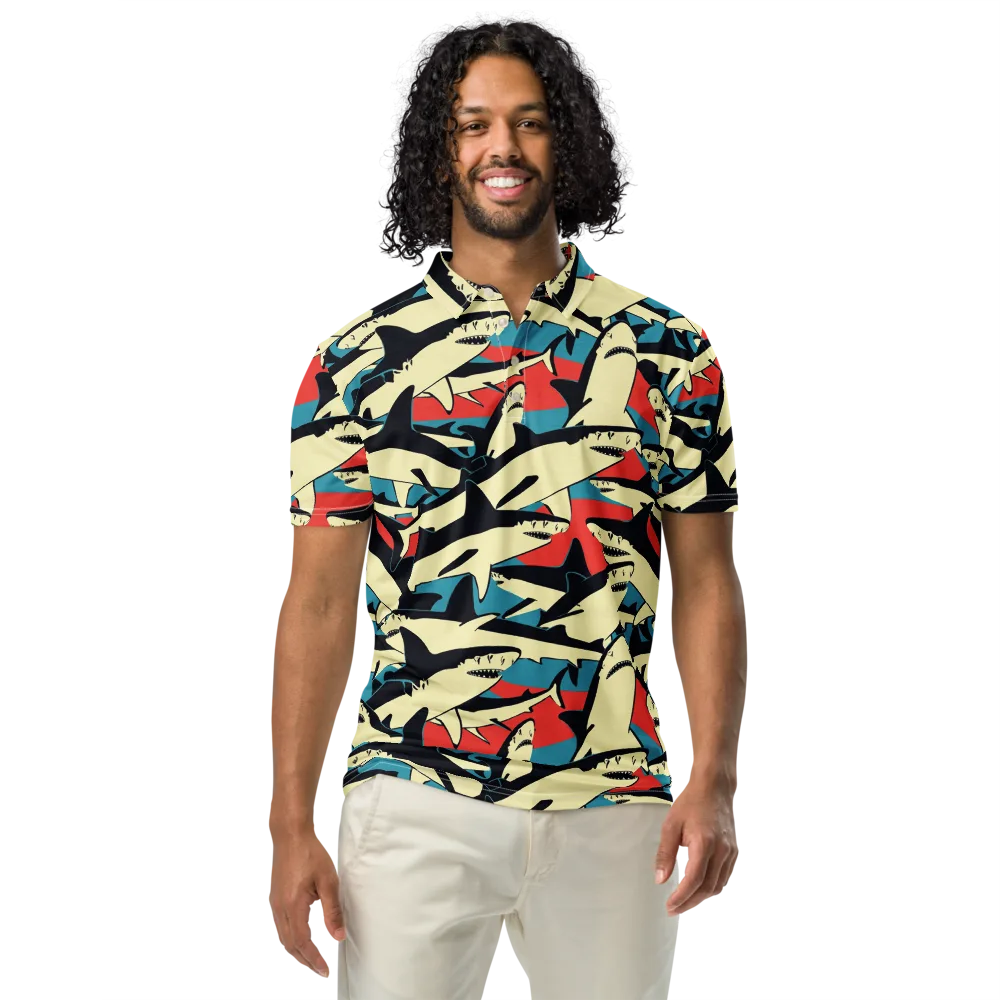 Jaws of Summer on Men's Slim Fit Polo Shirt — Front