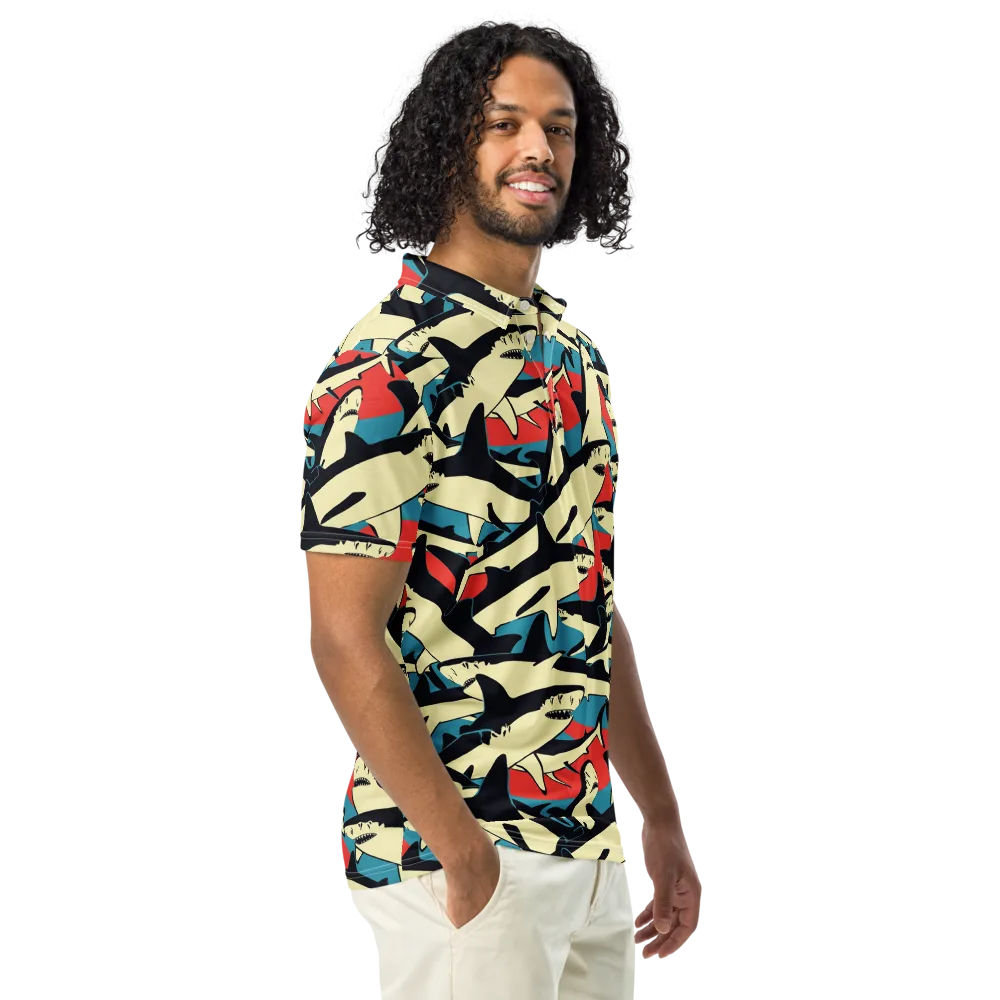 Jaws of Summer on Men's Slim Fit Polo Shirt — Right Front