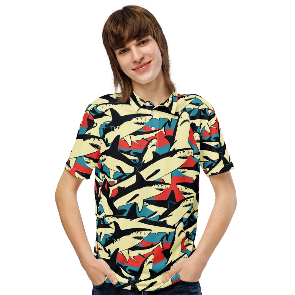 Jaws of Summer on Men's Slim Fit Polo Shirt — Front