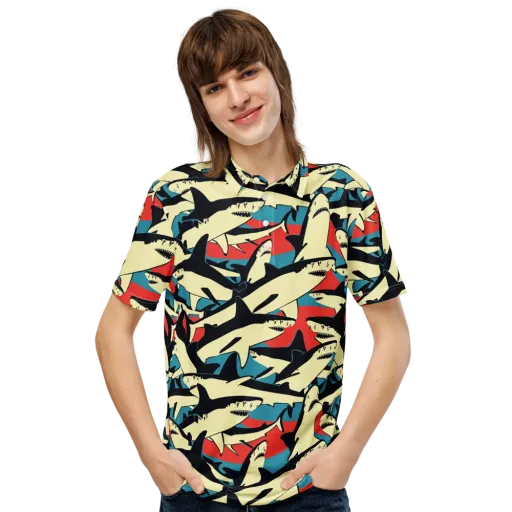 Jaws of Summer on a Men's Slim Fit Polo Shirt