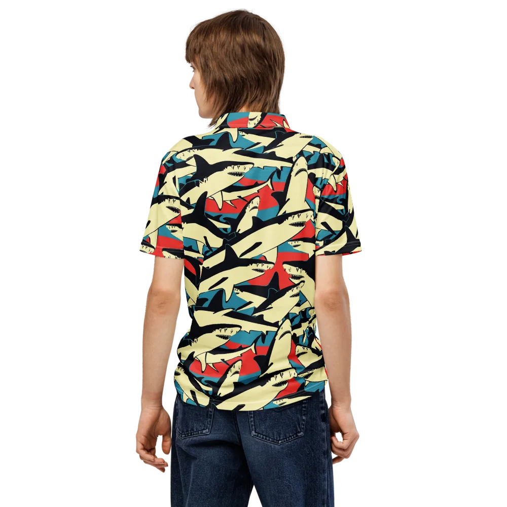 Jaws of Summer on Men's Slim Fit Polo Shirt — Back