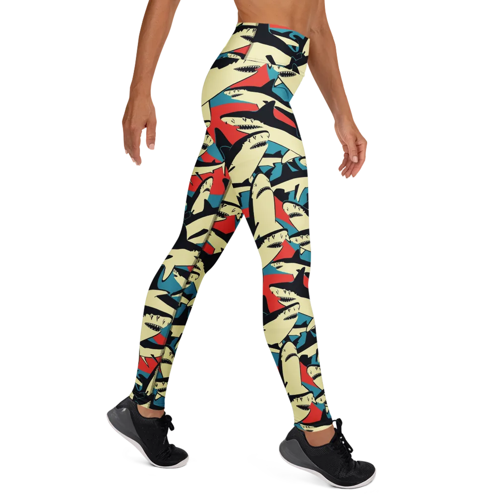 Jaws of Summer on Yoga Leggings — Right