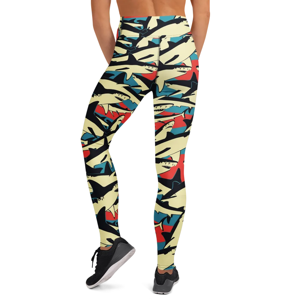 Jaws of Summer on Yoga Leggings — Back