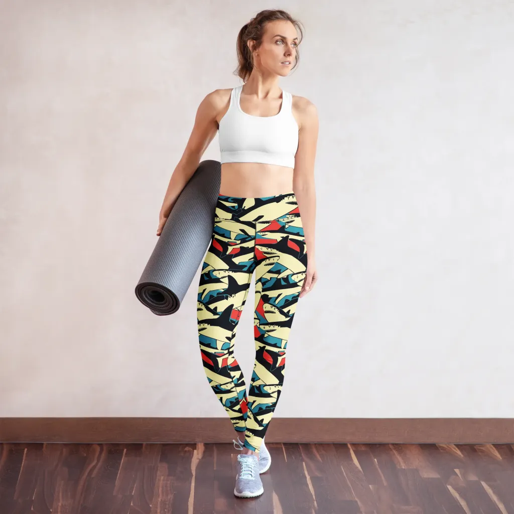 Jaws of Summer on Yoga Leggings — Front