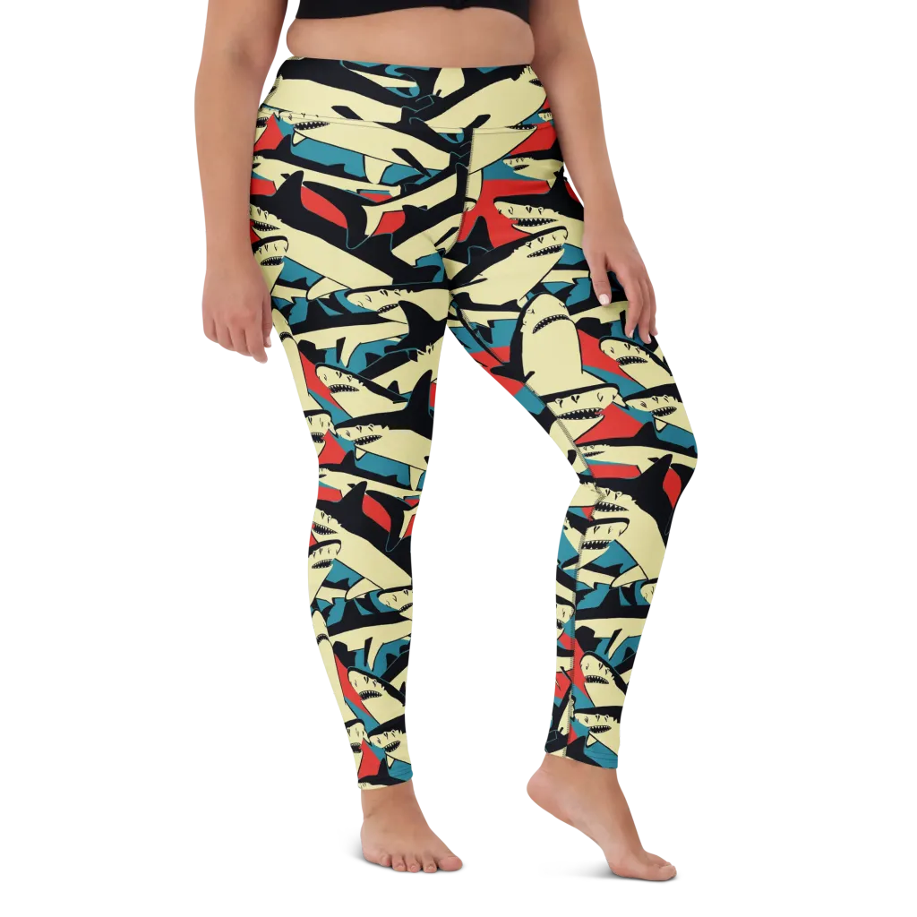 Jaws of Summer on Yoga Leggings — Front