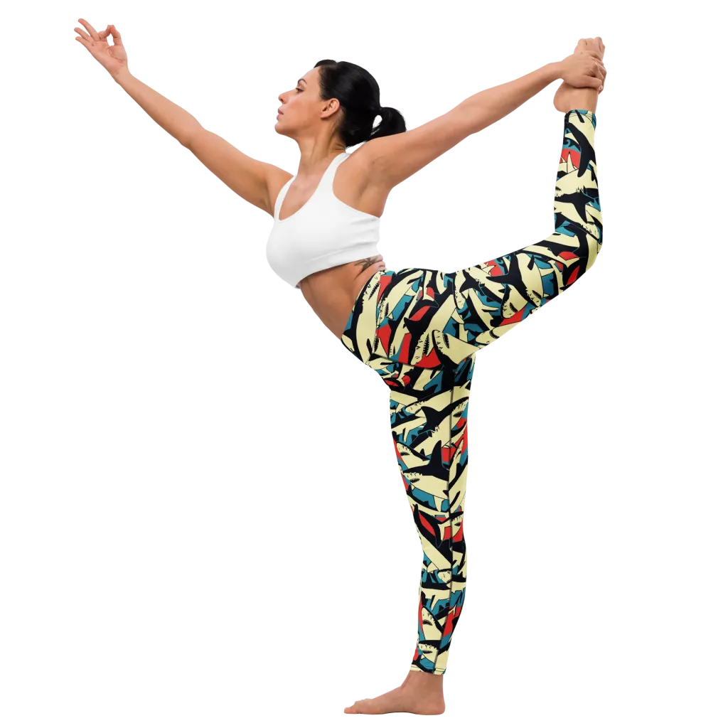 Jaws of Summer on Yoga Leggings — Left