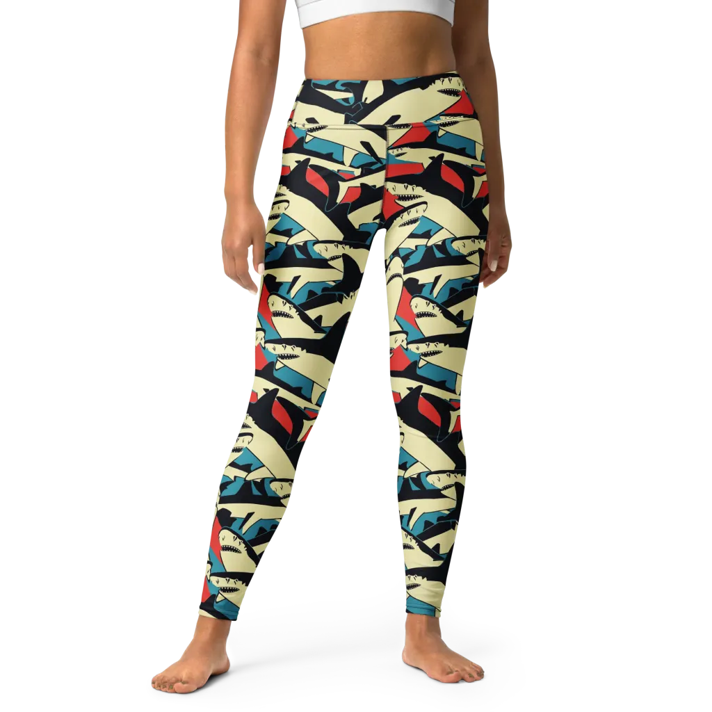 Jaws of Summer on Yoga Leggings — Front