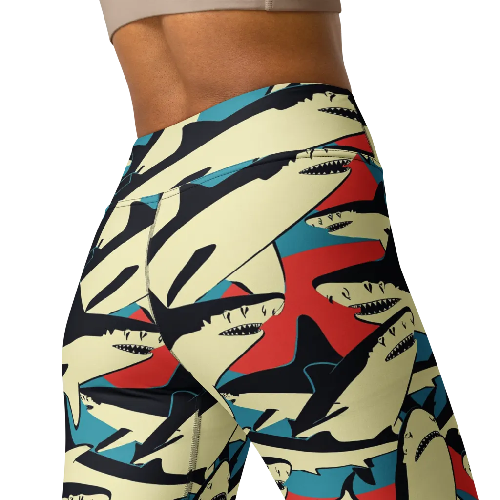 Jaws of Summer on Yoga Leggings — Back