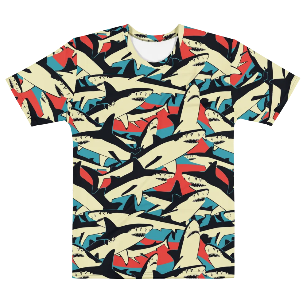 Jaws of Summer on Men's Cotton Crew Neck T-Shirt — Front