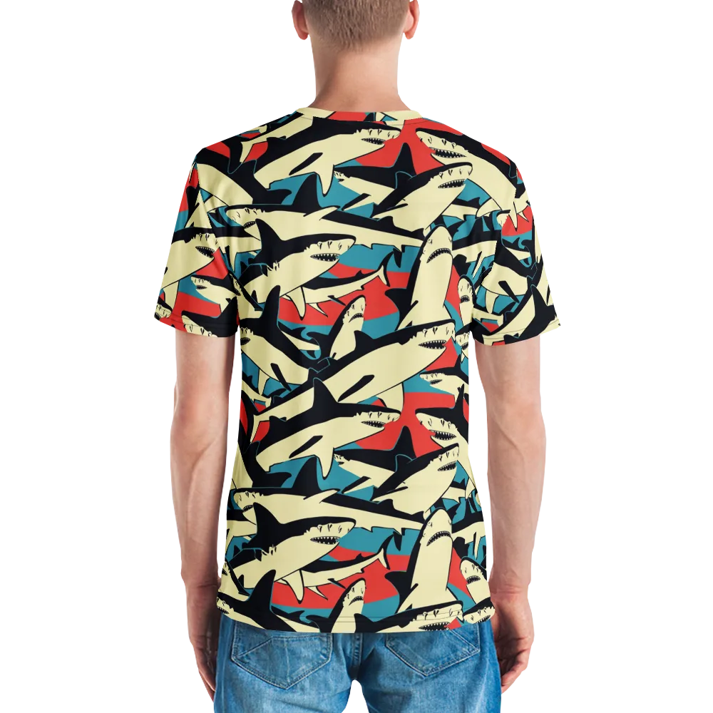 Jaws of Summer on Men's Crew Neck T-Shirt — Back