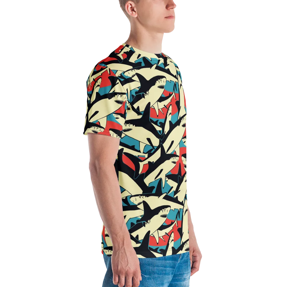 Jaws of Summer on Men's Crew Neck T-Shirt — Right