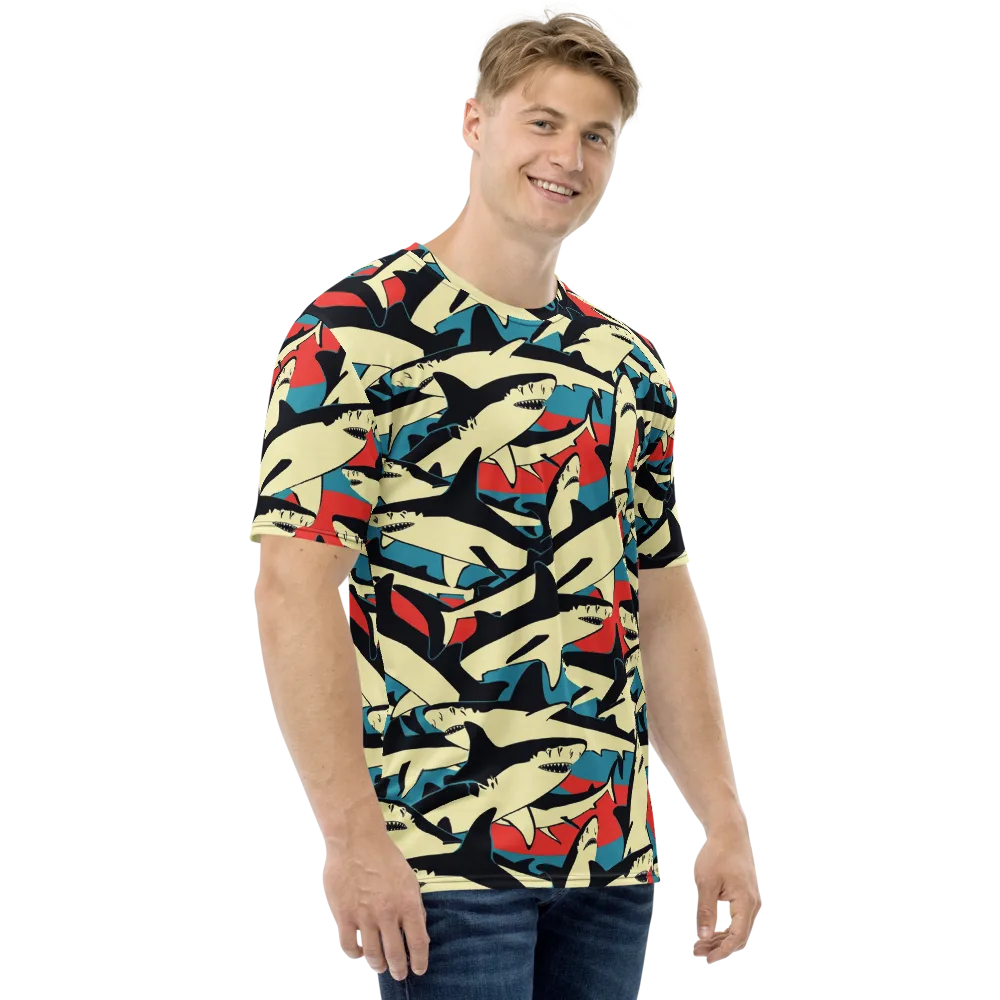 Jaws of Summer on Men's Crew Neck T-Shirt — Right