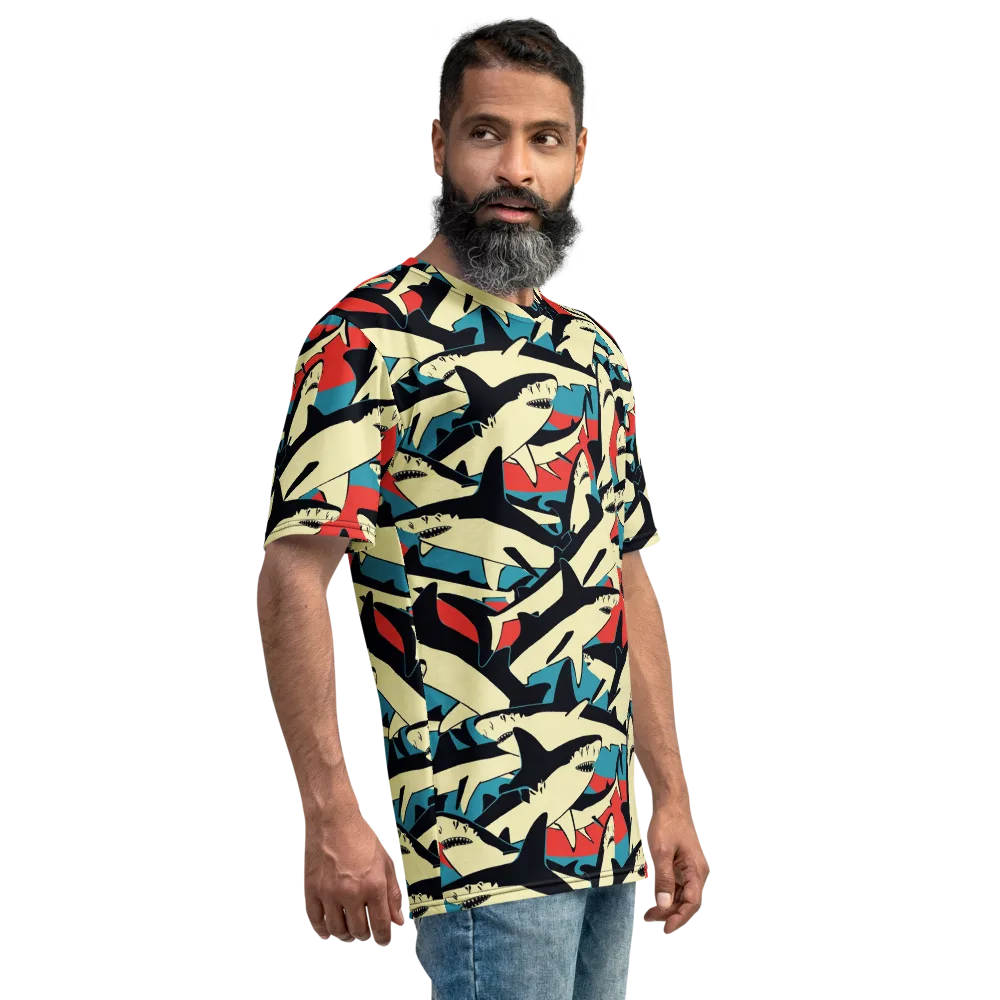 Jaws of Summer on Men's Crew Neck T-Shirt — Right