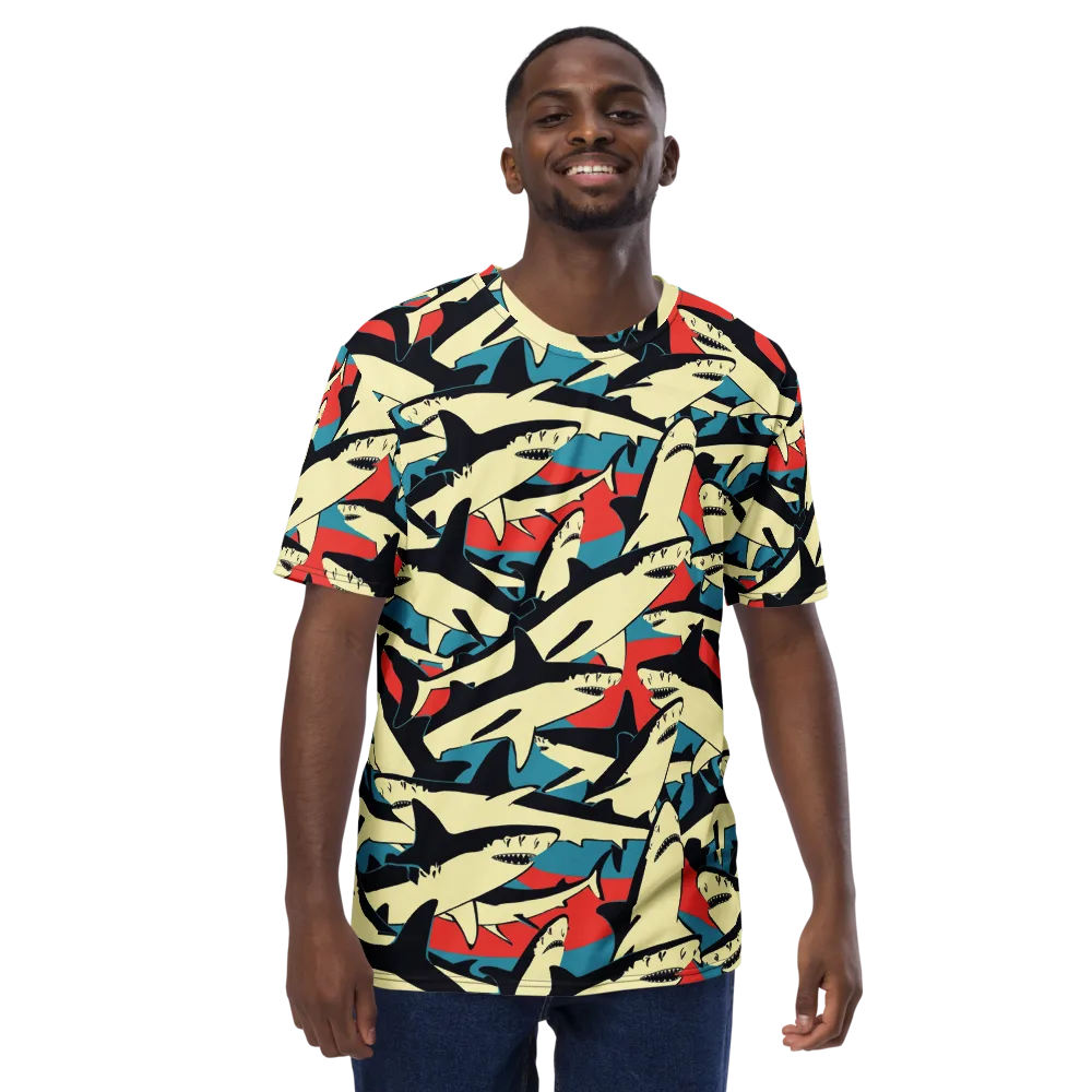 Jaws of Summer on Men's Crew Neck T-Shirt — Front