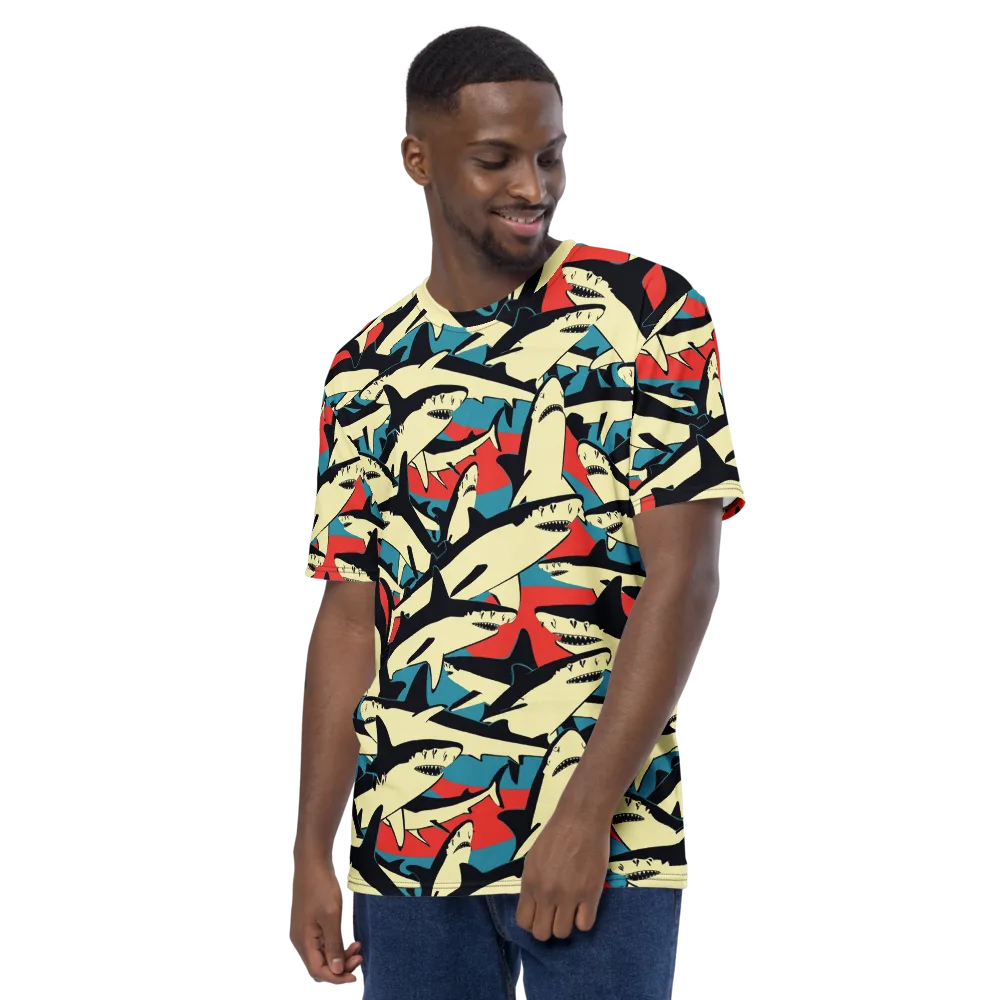 Jaws of Summer on Men's Crew Neck T-Shirt — Left